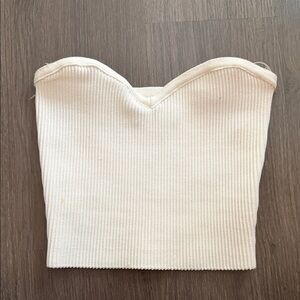 Aritzia Cream Ribbed Strapless Sweetheart Bustier